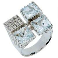 Anello Fiorini Donna in Oro bianco Acquamarina 6.7 Ct 4115620-17 - 4115620-17